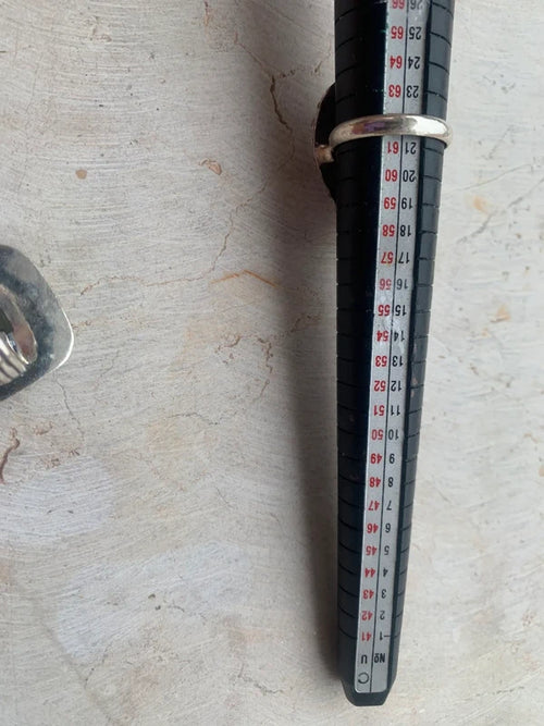 Anello artigianale con Diaspro naturale a goccia in ottone placcato argento 925 Tg. 22