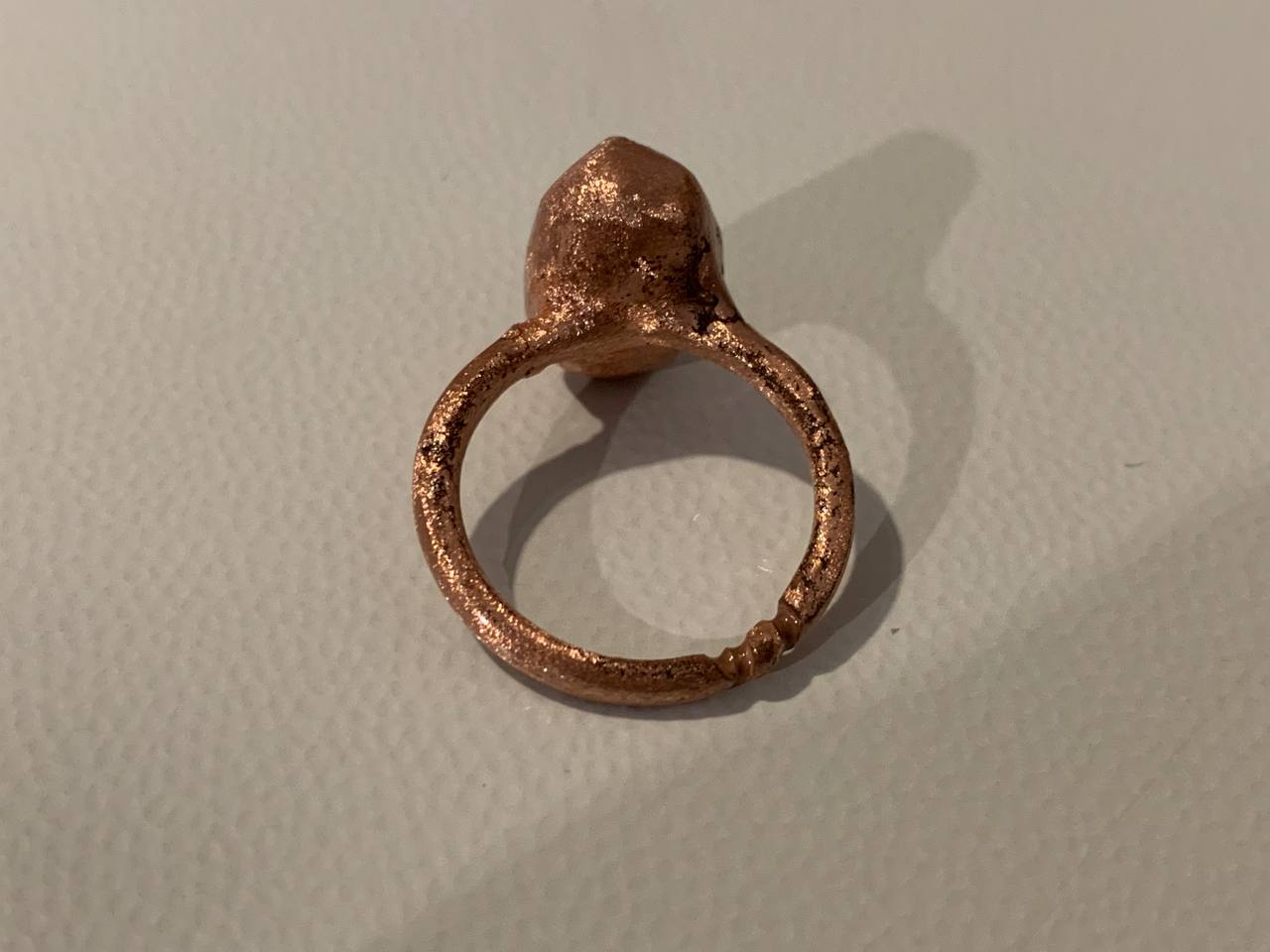 Anello Artigianale in Rame Elettroformato con Avventurina Verde - Fatto a Mano