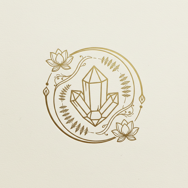 Simbolo logo con cristalli e elementi naturali